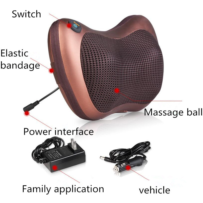 Electric Infrared Heating Kneading Neck Shoulder Back Body Spa Massage Pillow Car Chair Shiatsu Massager Masaj Device